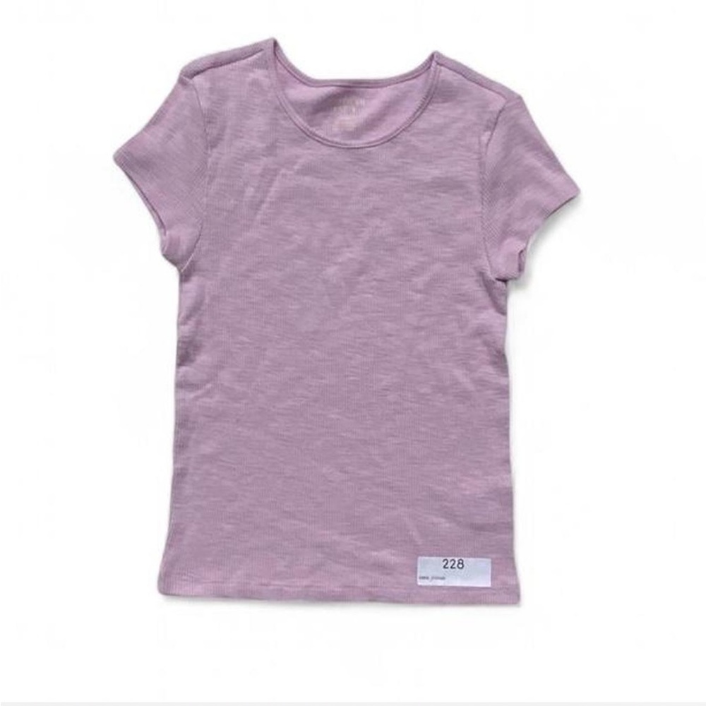 American Eagle Lilac Ribbed Short Sleeve T-Shirt